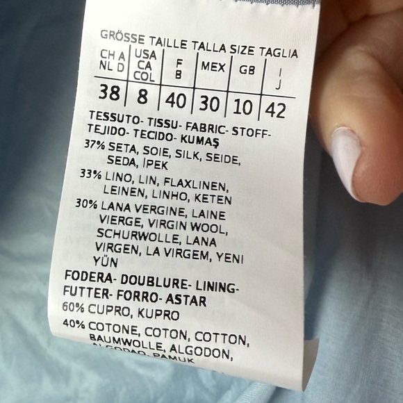 Max Mara Emy Blazer Sky Blue Silk Linen Wool – Size 8 - Picture 11 of 11